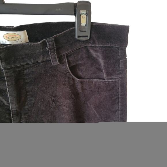 90s Vintage Talbots Black Velvet Velour Straight Mid Rise Stretch Pants Size 12P - Picture 5 of 11